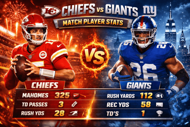 Kansas City Chiefs vs New York Giants Player Stats