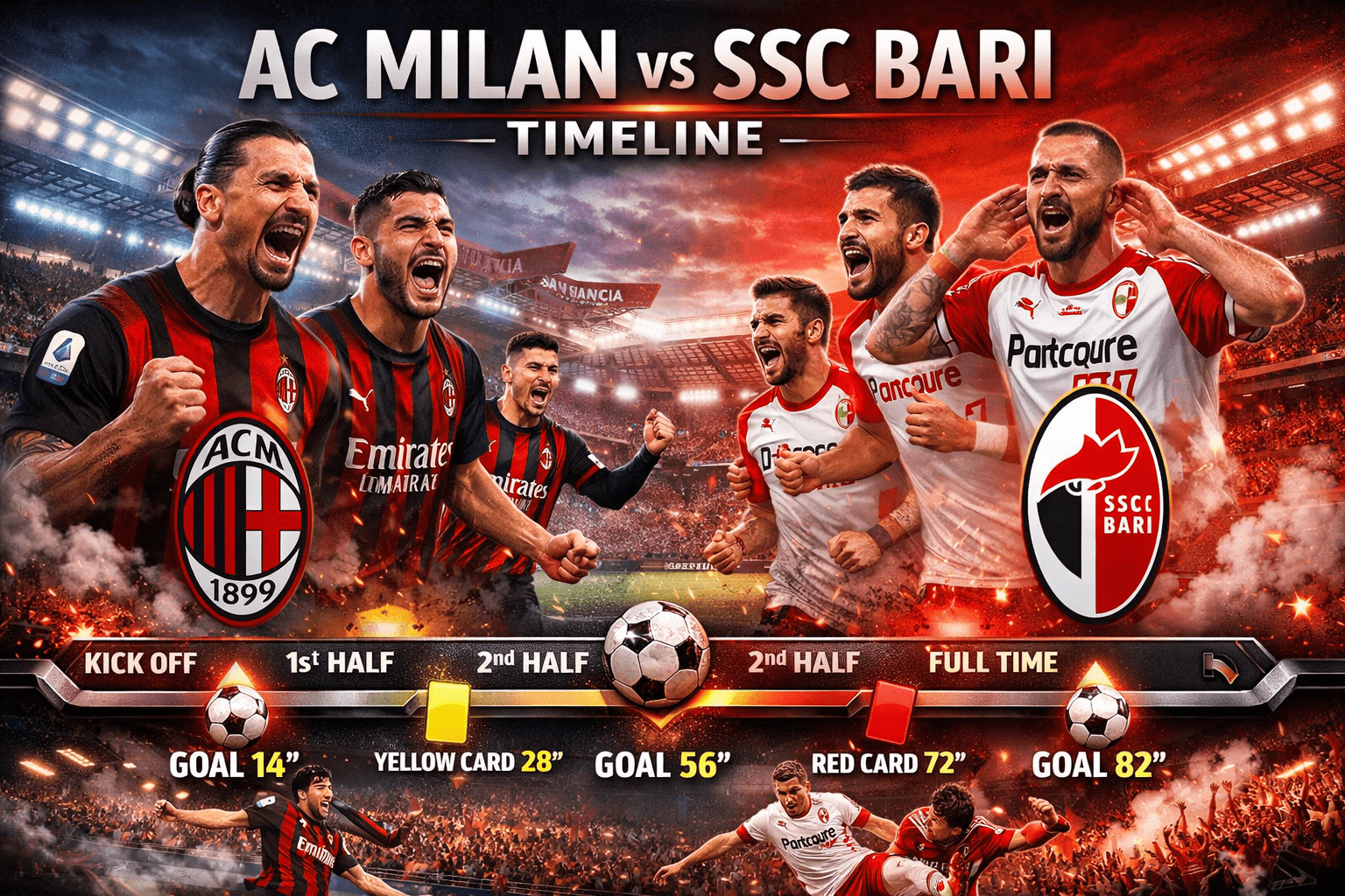 AC Milan vs SSC Bari Timeline
