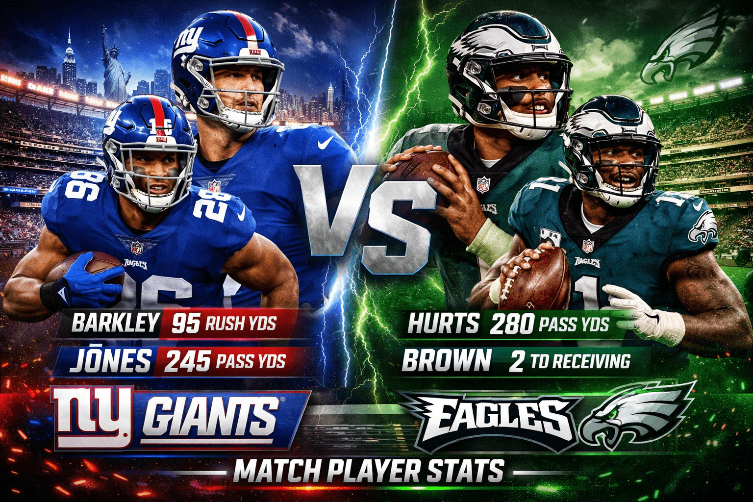New York Giants vs Philadelphia Eagles Match Player Stats