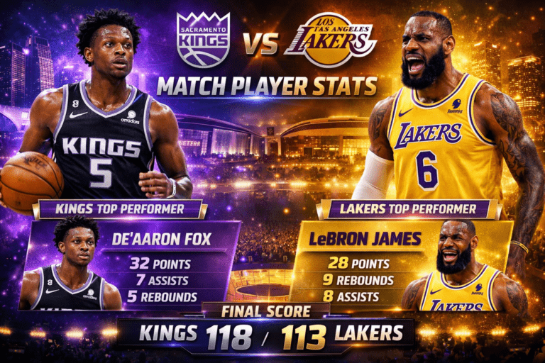 Sacramento Kings vs Lakers Match Player Stats