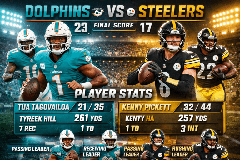 Miami Dolphins vs Pittsburgh Steelers Match Player Stats