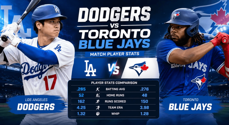 Dodgers vs Blue Jays Match Player Stats