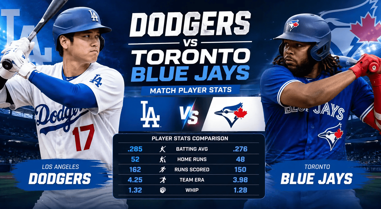 Dodgers vs Blue Jays Match Player Stats