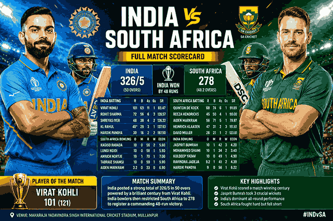 India vs South Africa Full Match Scorecard