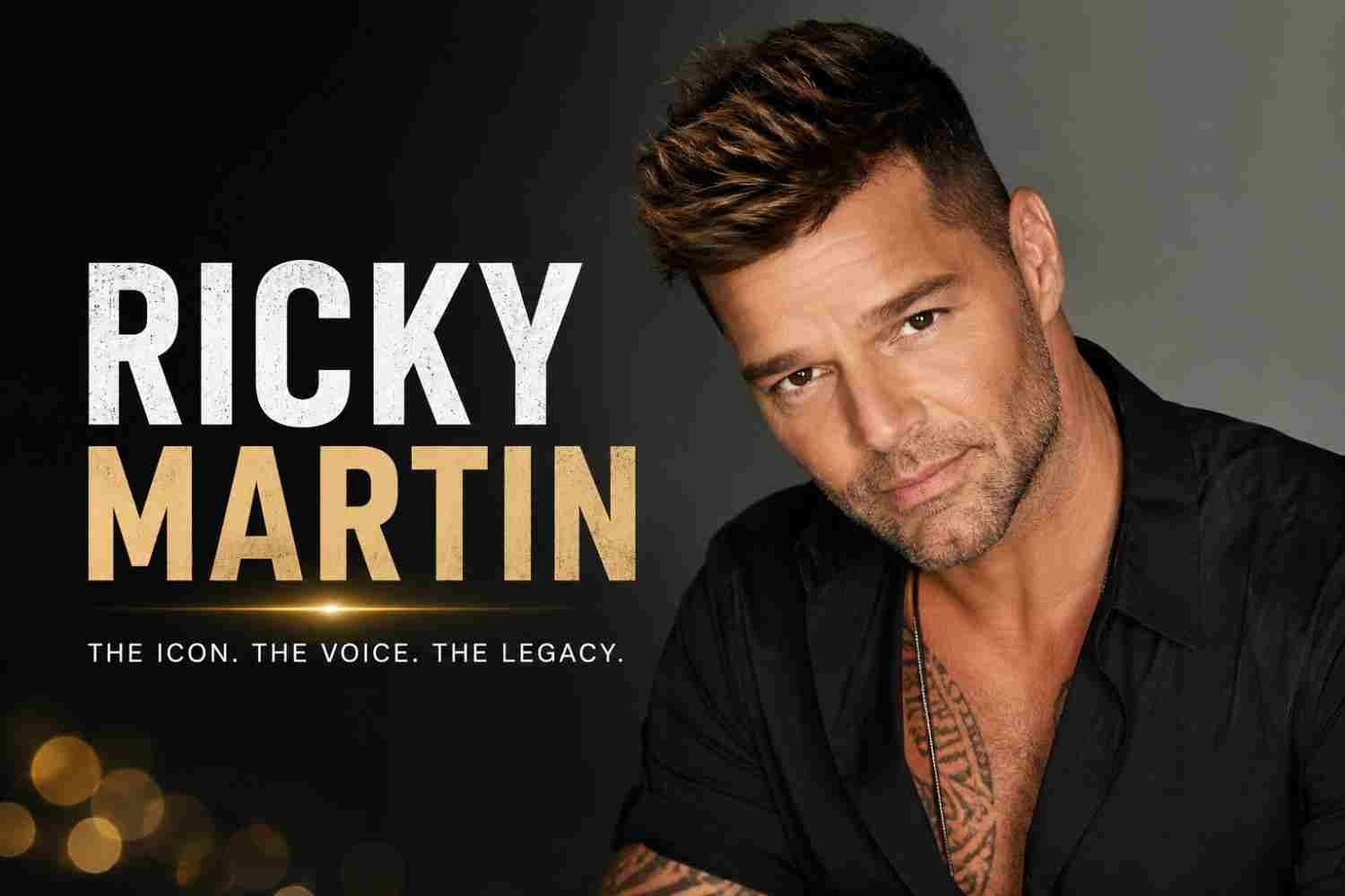 Ricky Martin portrait with his name displayed in a feature graphic